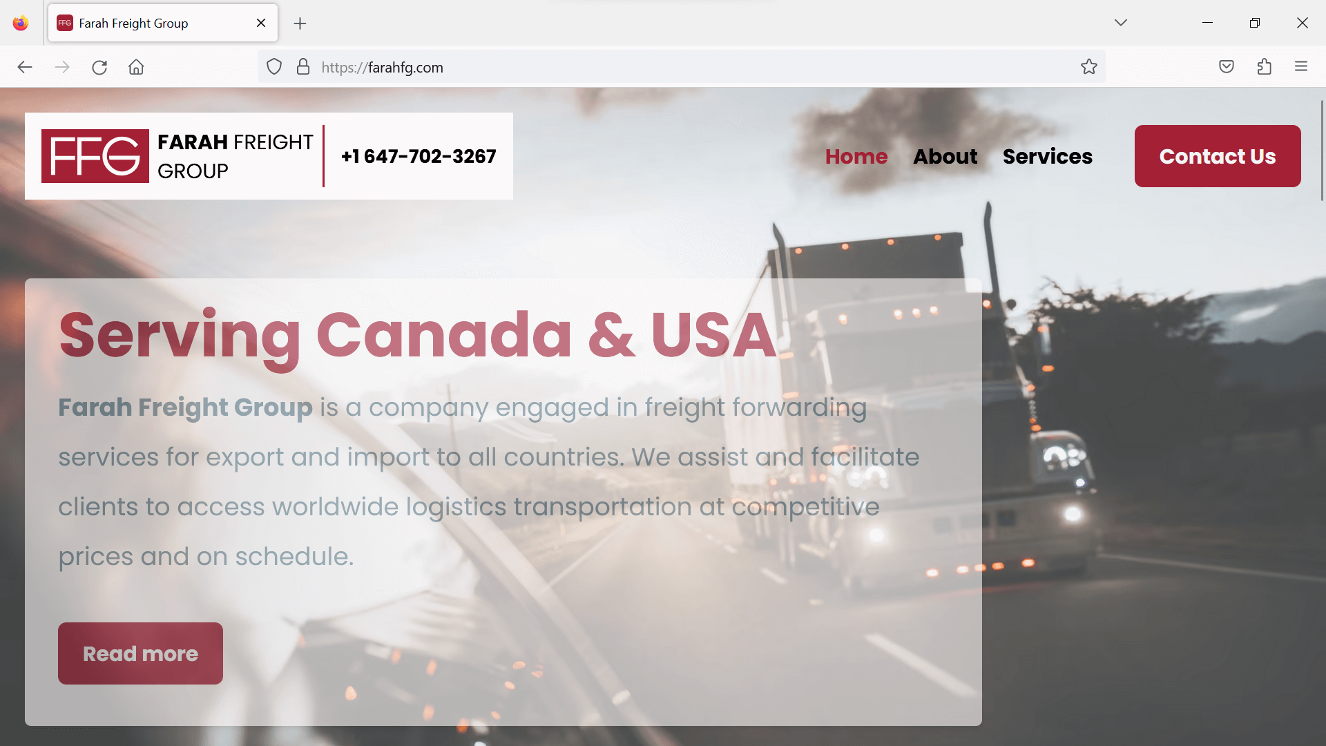 Farah Freight Group Homepage